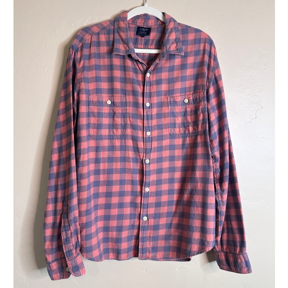 Men's J.Crew Flannel Orange/Grey XL